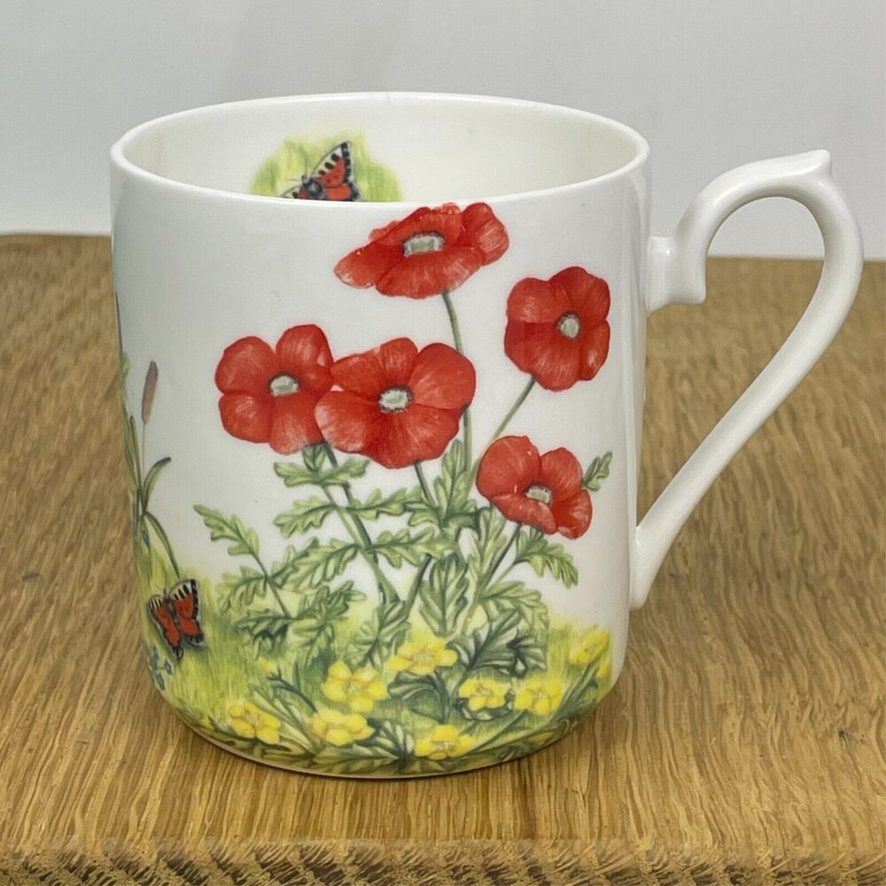 Springfield Poppy Field Meadow Butterfly Bone China Mug England Inside Design